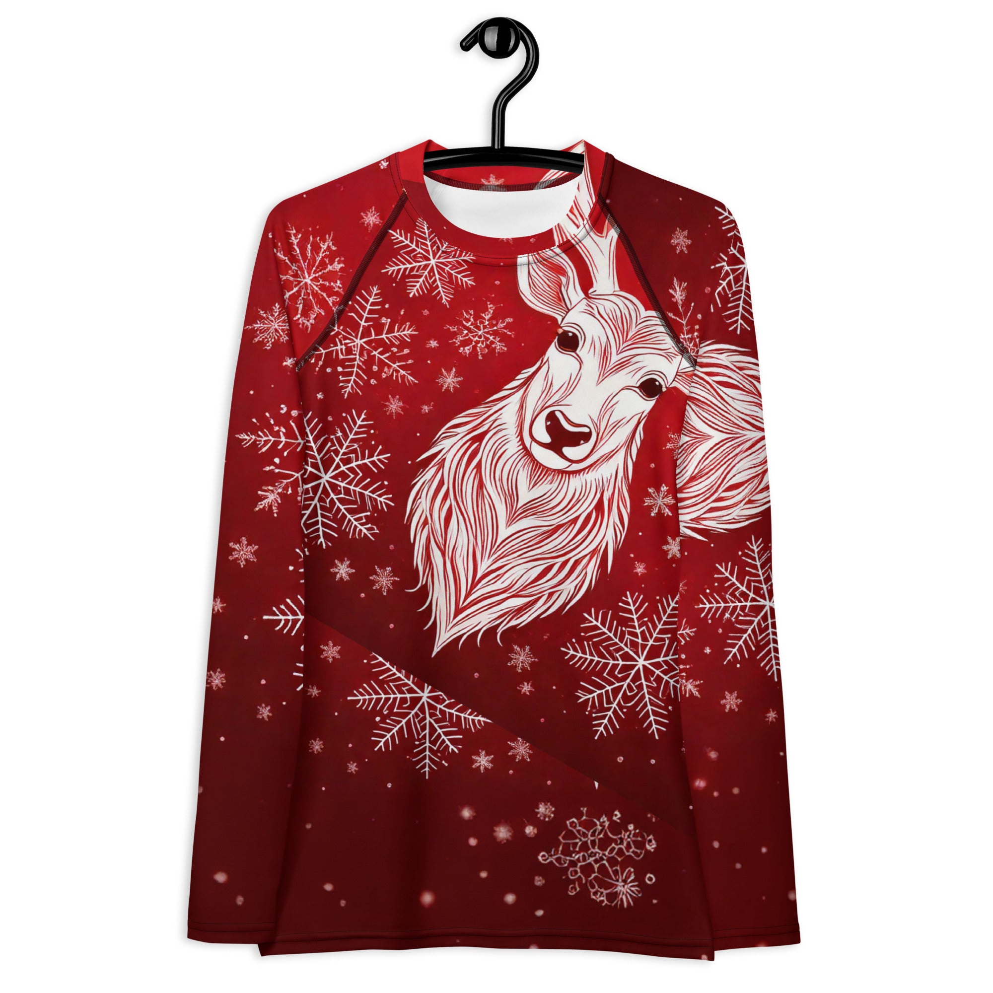 Red and White Christmas Girl's Pullover. Christmas Long Sleeved Sweater Party Top. WickedYo.
